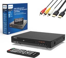 Philips Leitores de DVD para TV com porta HDMI 1080p reprodutor de DVD HD para Smart TV, dispositivo de controle remoto, mini DVD CD Player para sistema estéreo doméstico, cabo HDMI e RCA incluídos