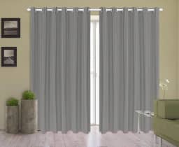 Cortina Corta Luz 2,50m X 2,20m 100% Blackout PVC Cinza Para Sala Ou Quarto Para Varão Simples