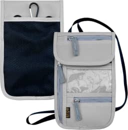 Carteira de pescoço de viagem, porta-passaporte com bloqueio de RFID com alça de pescoço ajustável para homens e mulheres para manter dinheiro, cartões de crédito e documentos de viagem seguros,