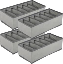 Kit 4 Organizadores de Gaveta Closet Guarda Roupa Intima Cueca Calcinha Sutiã 6 Divisórias (Cinza)