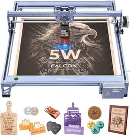 Creality Falcon Máquina de gravação a laser de 5 W, cortador a laser de alta precisão de 72 W, 0,06 mm, para madeira, metal, couro, acrílico, vidro, 10.000 mm/min, uso off-line, gravador a laser CNC