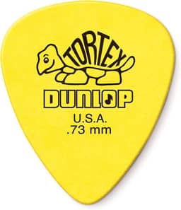 Palheta de guitarra amarela Dunlop Tortex Standard .73 mm, pacote com 12