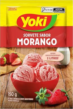 Pó para Preparo de Sorvete Sabor Morango Yoki Pacote 150g
