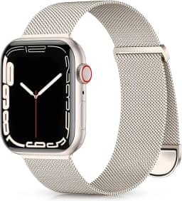 Pulseira de metal Zedoli compatível com Apple Watch séries 9, 8, 7, 6, 5, 4, 3, 2, 1 SE Ultra, 40 mm, 38 mm, 41 mm, 45 mm, 44 mm, 42 mm, 49 mm, masculina, feminina, magnética, malha milanesa, aço inóx