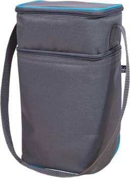 J.L. Childress Refrigerador de 6 garrafas, refrigerador de leite materno isolado e lancheira para comida de bebê e mamadeiras, à prova de vazamento e selada a calor, pacote de gelo incluído, cinza e azul-petróleo