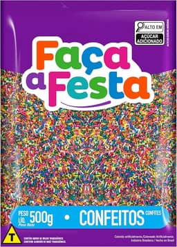 Faça a Festa – Granulado Colorido 500g | Crocante e Sabor Baunilha | Ideal para Decoração e Cobertura de Doces, Bolos e Sobremesas