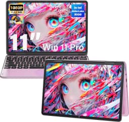 Svikou Laptop rosa conversível 2 em 1 com tela sensível ao toque de 11 polegadas para negócios e estudantes, CPU tel N100, 16G DDR4 RAM, SSD 512G, FHD 1920 * 1200 IPS, PC Win 11 Pro, teclado