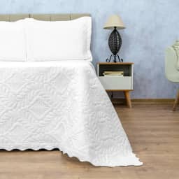 Kit Colcha Super King 3 pçs Camili C/Aba Americana Cobre Leito Dupla Face Matelado (BRANCO)