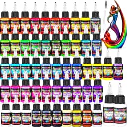 Tinta para aerógrafo - Conjunto de tinta para aerógrafo pronto para pulverizar 54 cores, tintas acrílicas à base de água para metal - 10 ml