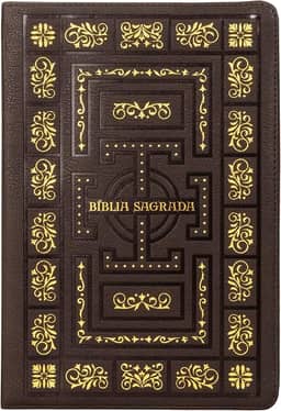 Bíblia Sagrada Católica, Letra Grande, Molduras, Couro-soft marrom, Leitura Perfeita