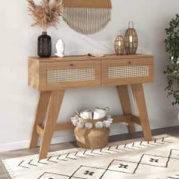 Aparador 1,10 mt com 2 gavetas corrediças telescópicas pintura 3D Palha TRAMA cor Carvalho - Artely