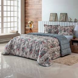 Kit Coberdrom Edrecom Casal Queen 400 Fios Dupla Face Jogo Cama (Cinza)