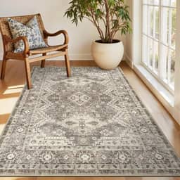 Rugland Tapete 3x5 – Tapete lavável resistente a manchas, tapetes antiderrapantes para sala de estar, tapetes de área tribal persa boho (TPR07-marfim, 3'x5')