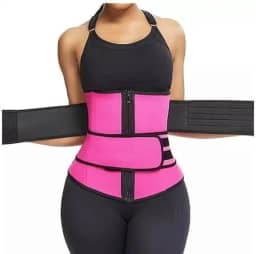 Cinta Abdominal Modeladora Térmica - Cinta Emagrecedora com Efeito Sauna - Queima Calorias e Reduz Medidas - Neoprene e Elastano - Modela a Cintura e Abdômen - Preta ou Rosa (G)