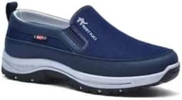 Tênis Masculino Slip On Azul Casual Esportivo Confortável Leve e Antiderrapante para o Dia a Dia