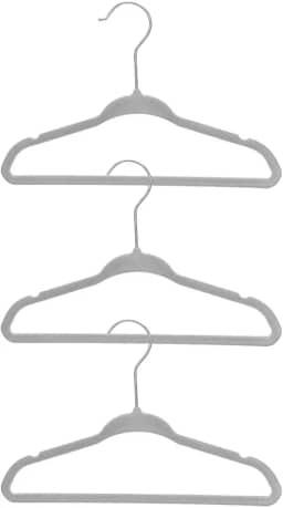 Oikos - Conjunto Cabide Infantil de Veludo com Gancho Cinza 10 Peças