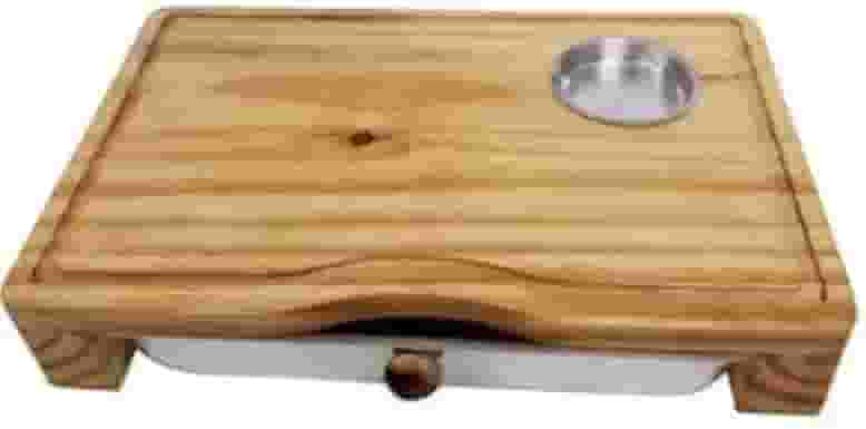 Tábua de Carne Inteligente para Churrasco em Madeira com Gaveta Coletora, Corte Profissional, Cozinha Gourmet, Utensílio para Cortar Carnes, Legumes, Alimentos