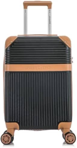 Mala de Viagem de Bordo Kabri 10kg Rígida ABS Padrão ANAC com 4 Rodas duplas 360º e Trava de segredo numérico, divisória interna com zíper e elástico de fixação, Preto, Santino - ABEV408P01