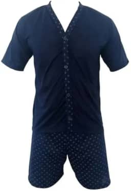 Pijama Manga Curta Aberto Com Botão Masculino Conforto