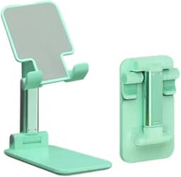 Suporte Retrátil Ajustável para Celular, Tablet e iPad – Portátil, Resistente e Rotativo até 72° | Versão Rosa com Espelho, Ideal para Mesa de Trabalho, Estudo e Maquiagem (Verde)