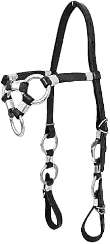 Cabeçada Couro 3 Argolas Testeira Para Cavalo (Preta)