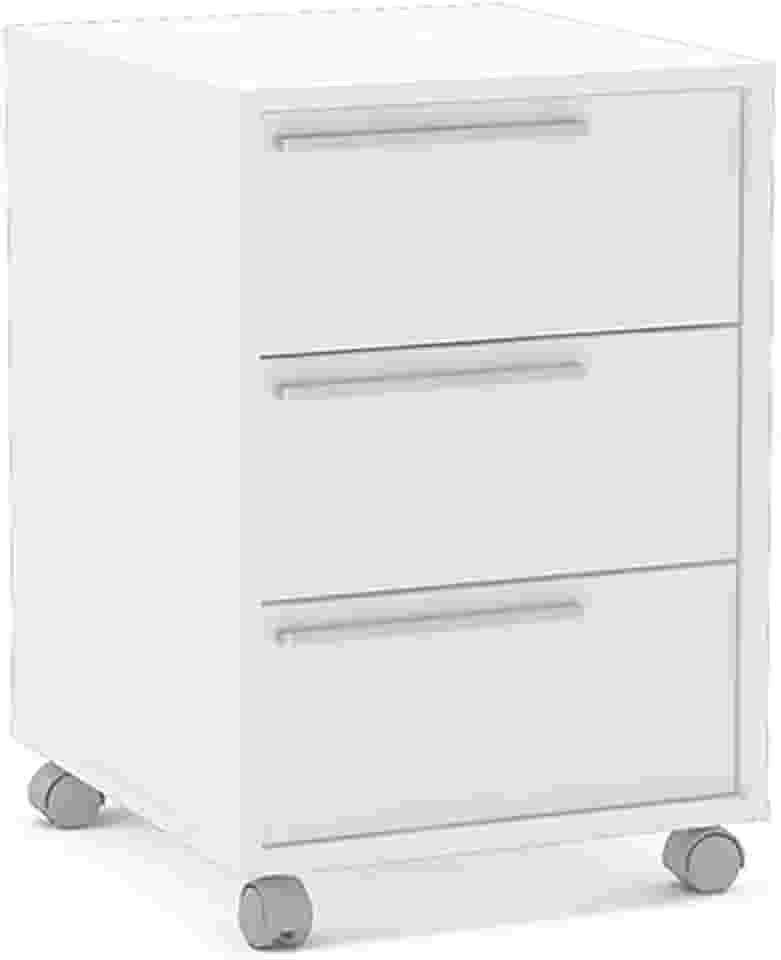 Gaveteiro Maia 3 Gavetas com rodízios Branco Politorno