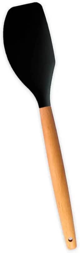 Oikos - Espátula de Silicone com Cabo de Madeira Reta Preta