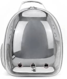 Mochila De Transporte Para Pets Cachorros E Gatos Com Ventilação Transparente E Visão Panorâmica Bolsa Astronauta Passeio Animal De Estimação Portátil (Cinza)
