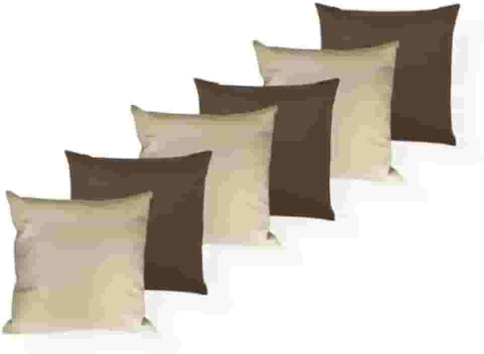 KIT COM 6 ALMOFADAS CHEIAS DECORATIVAS CORES SÓLIDAS 45X45cm(MIX_TABACO&PALHA)