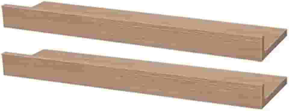 Kit 2 Prateleiras Porta Quadros 100 x 10cm Carvalho Suporte Invisível