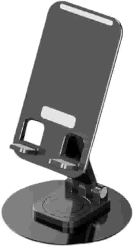 Suporte Ajustável Universal para Celular e Tablet, Base Antiderrapante, Dobrável 360°, Altura Regulável, Alumínio, Prata