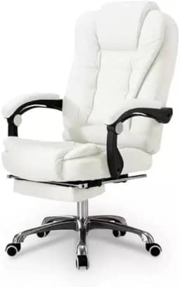 Cadeira De Escritório Giratória Reclinável Presidente Com Apoio para Pés Cor:Branca