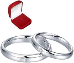 Aliança Compromisso Namoro Prateado Ajustavel Ponto De Luz Brilhante + Caixinha