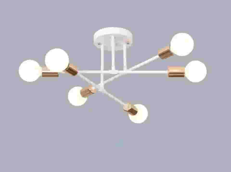 LUMINÁRIA LUSTRE PENDENTE SPUTNIK PARA 6 LÂMPADAS (Branco)