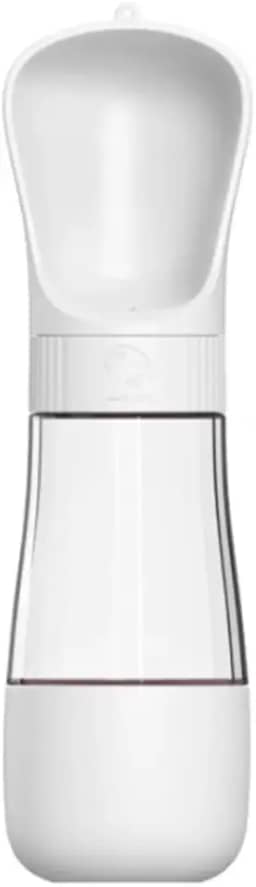 Garrafa Pet Bebedouro Portátil 2 em 1 Água e Ração Para Passeio Viagem Cães Gatos Coelho Animais Anti Vazamento Com Trava de Segurança (Branco)