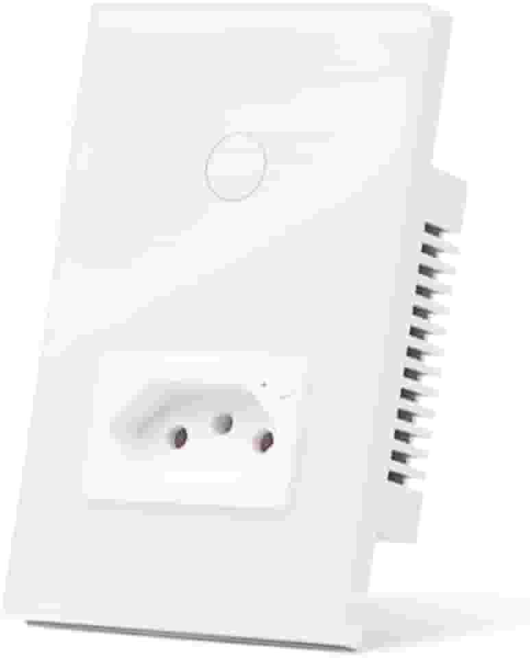 Interruptor Inteligente WiFi com Tomada Interruptor Smart Sem Fio Doméstico Multifuncional Controle Remoto de Eletrodomésticos Por Celulares com neutro 1+1 Tomada Branco