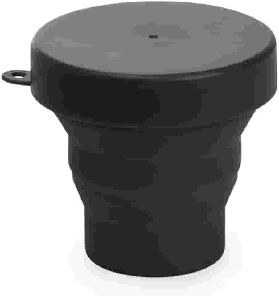 Copo Retrátil de Silicone, 150ml, com Tampa e Argola para Chaveiro, 7,1 x 8,5 cm (Preto)