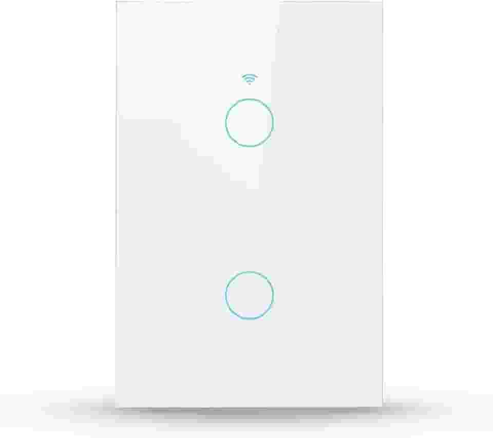 Interruptor Inteligente Wi-Fi Branco 2 Botões 2.4 GHz Smart Touch Bivolt Compatível com Alexa, Google Home, Tuya Neutro Paralelo Virtual