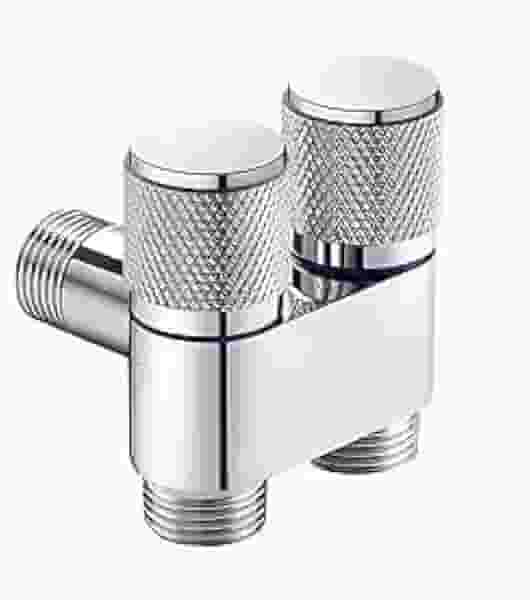 Válvula Dupla de Registro para Torneira e Banheiro - Controle Independente, Inox Premium, Alto Padrão, Instalação Fácil, Ideal para Cozinha, Banheiro e Lavanderia (PRATA)