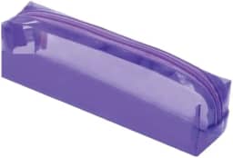 Estojo PVC Transparente Quadrado 1 Zíper Roxo, BRW