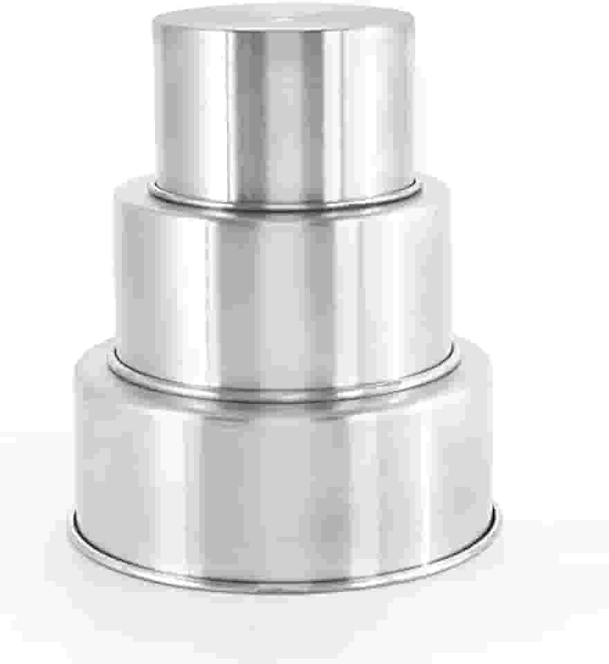 Jogo 3 Forma Assadeira Bolo Redonda Alta 15-20-25 x 10 cm Altura Aluminio