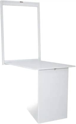 Mesa Dobrável Retrátil de Parede Retangular em MDF Branca - Móveis Britz