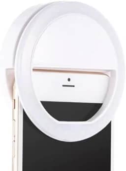 Anel Luminoso Mini Ring Light para Celular com Clipe – Luz LED para Selfie, Vídeo e Foto, Compatível com Todos os Modelos (BRANCO)