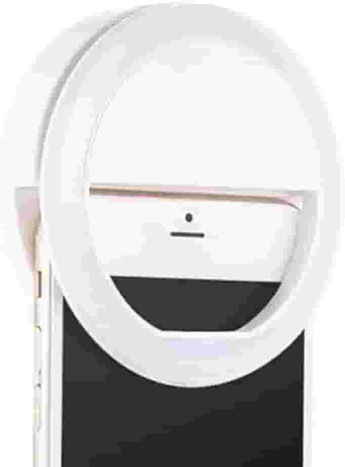 Anel Luminoso Mini Ring Light para Celular com Clipe – Luz LED para Selfie, Vídeo e Foto, Compatível com Todos os Modelos (BRANCO)
