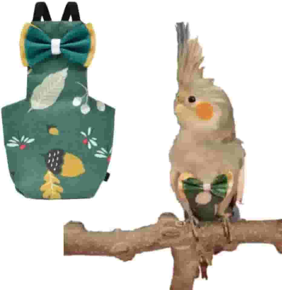 Fraldas para periquitos monge, conures, pombinhos, calopsitas, roupas de papagaio, roupas de papagaio, roupas de forro de fraldas para treinamento de pássaros (médio, verde escuro)