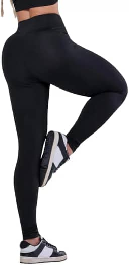 Calça Legging Feminina AQN SPORT Cintura Alta Fitness Grace Preta Zero Transparência para Academia Treino Caminhada
