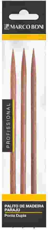 Cartela com 3 Palitos de Paraju para Manicure, Grande, 6007, Marco Boni, Madeira Paraju,, Marco Boni