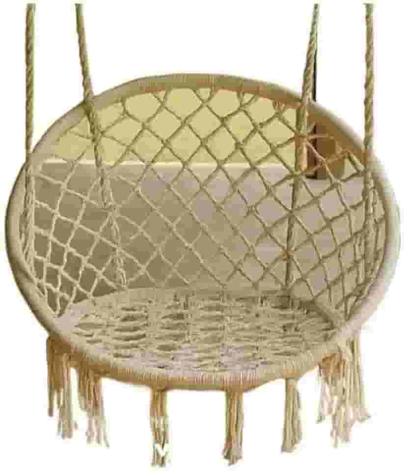 Cadeira De Balanço Suspensa Rede Teto Sacada Varanda Luxo(Creme)