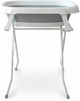 Banheira de Bebê Dobrável Portátil até 35 Litros com Suporte e Almofada de Banho Cinza - Mollie Baby