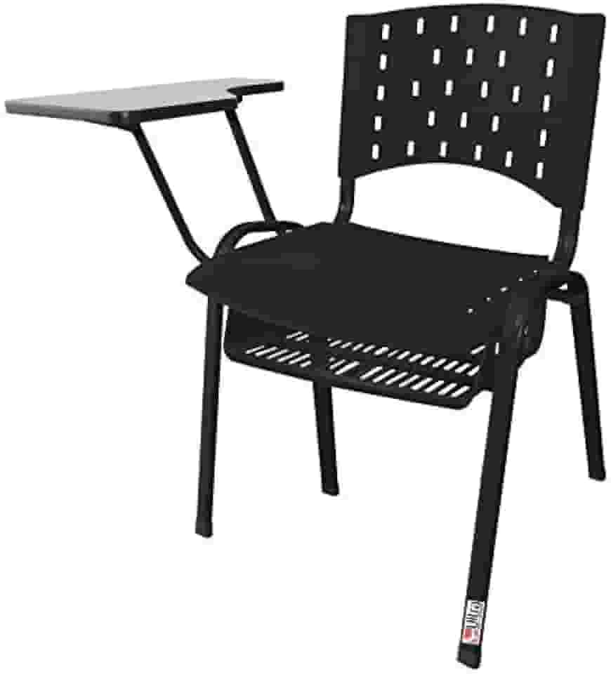 Cadeira Universitária Plástica Preta Com Porta Livros 10 Unidades - ULTRA Móveis